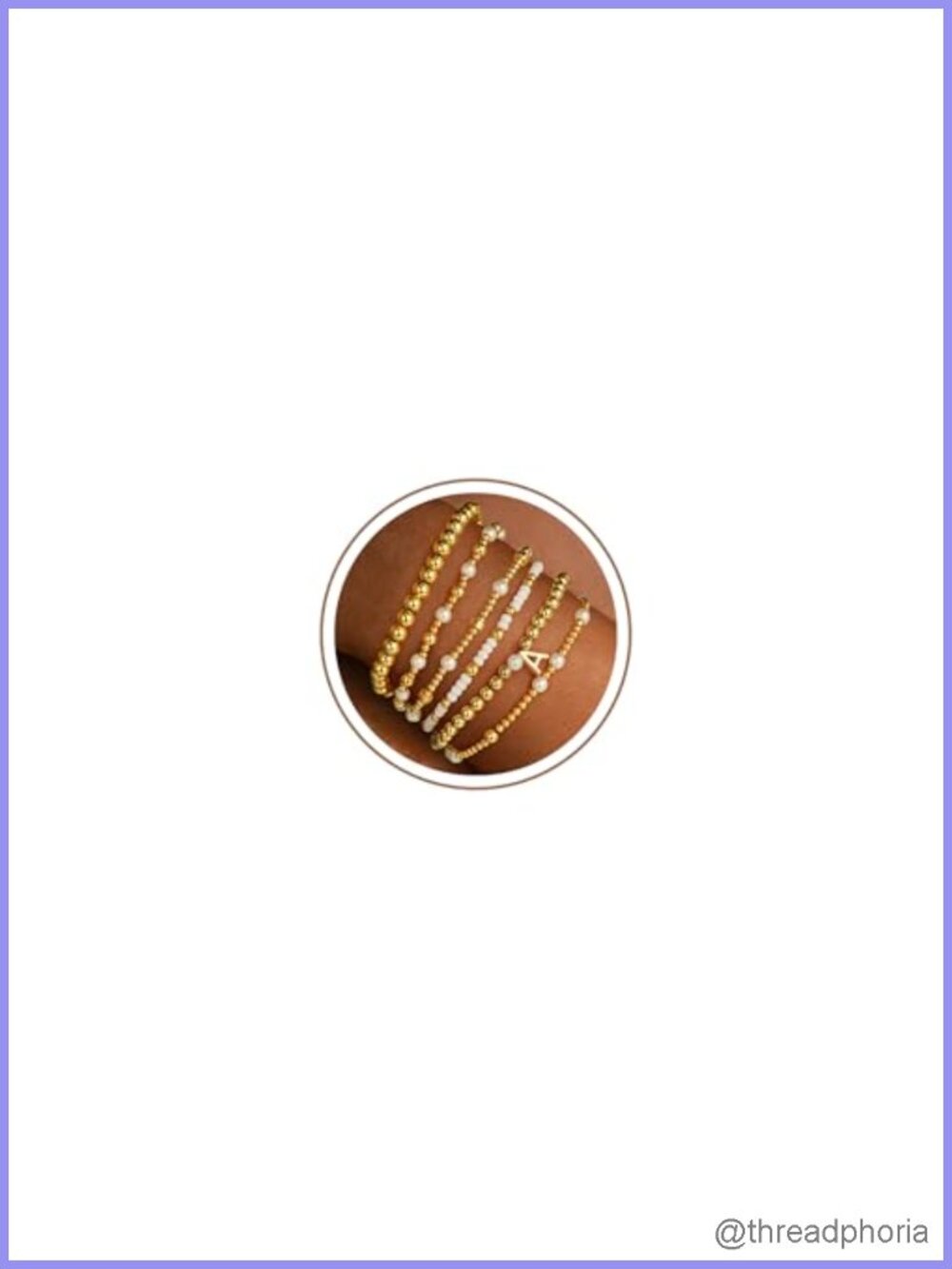 18K Gold Plated Beaded Stretch Initial Bracelet for Women Gifts